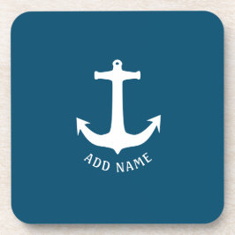 Minimale Nautical Anchor Boat Name Ocean Blue Bier Onderzetter