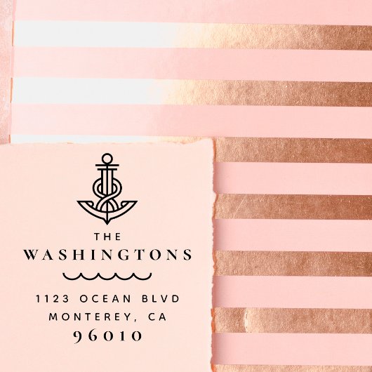 Minimale Nautical Anchor Rope Family retouradres Rubberstempel