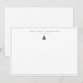 Minimale Nautical Bell Custom Note Card Notitiekaartje (Voorkant / Achterkant)