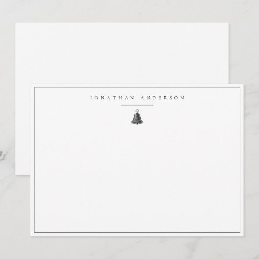 Minimale Nautical Bell Custom Note Card Notitiekaartje (Voorkant / Achterkant)