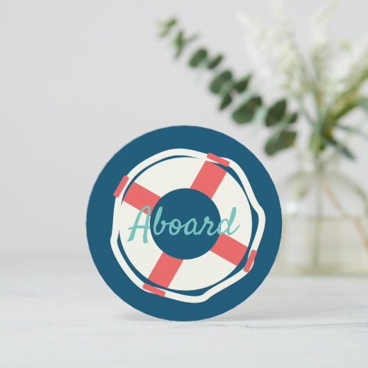 Minimale Nautical Life Saver Aboard Round Kaart (Staand voorkant)
