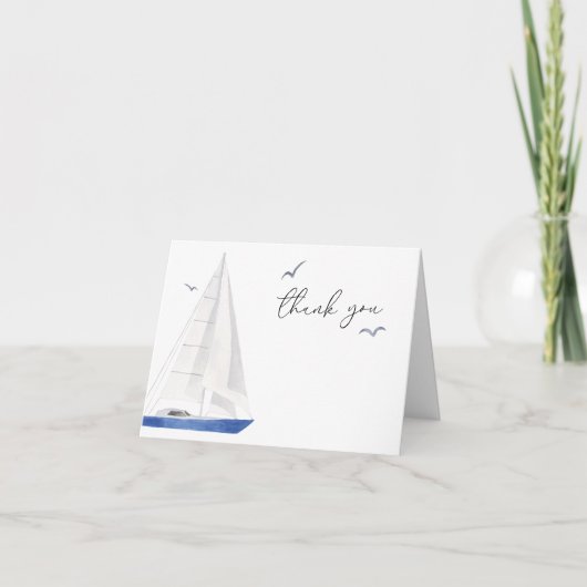 Minimale Nautical Sailboat Baby shower Ahoy Boy's Bedankkaart (Voorkant)