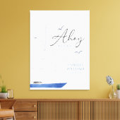 Minimale Nautical Sailboat Baby shower Ahoy Boy's Canvas Afdruk (Insitu (Woonkamer))