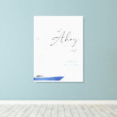 Minimale Nautical Sailboat Baby shower Ahoy Boy's Canvas Afdruk (Insitu (Houten vloer))