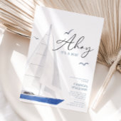 Minimale Nautical Sailboat Baby shower Ahoy Boy's Kaart