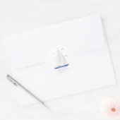 Minimale Nautical Sailboat Baby shower Ahoy Boy's Ronde Sticker (Envelop)
