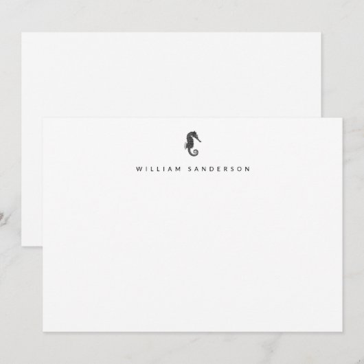Minimale Nautical Seahorse Correspondentie Notitiekaartje (Voorkant / Achterkant)