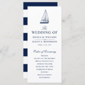 Minimale nautische bruiloft programma zeilboot programmakaart (Voorkant / Achterkant)