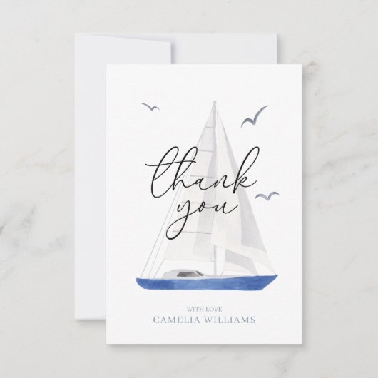 Minimale nautische zeilboot Ahoy Boy's Dank u Bedankkaart (Voorkant)