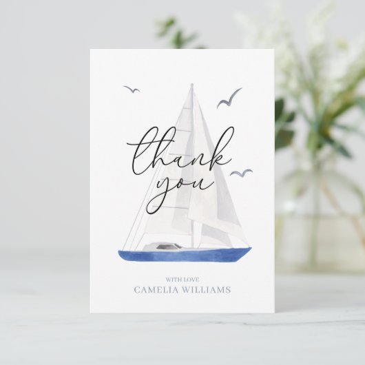 Minimale nautische zeilboot Ahoy Boy's Dank u Bedankkaart (Staand voorkant)