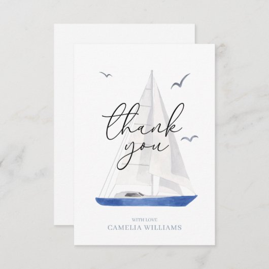 Minimale nautische zeilboot Ahoy Boy's Dank u Bedankkaart (Voorkant / Achterkant)