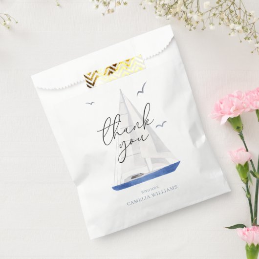 Minimale nautische zeilboot Ahoy Boy's Dank u Bedankzakje (Gezegeld)