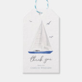 Minimale nautische zeilboot Ahoy Boy's Dank u Cadeaulabel (Voorkant)