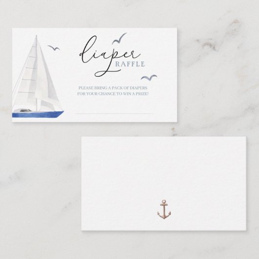 Minimale Nautische zeilboot Ahoy Boy's Luier Raffl Informatiekaartje (Voorkant / Achterkant)