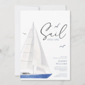 Minimale Nautische Zeilboot Ahoy Verjaardagsfeestj Kaart (Voorkant)