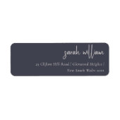 Minimale navelzwart zwart Script Typografie Adres Etiket (Voorkant)