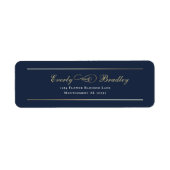 Minimale Navy Achtergrond Wit Goud Elegant Adres Etiket (Voorkant)