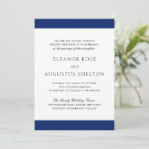 Minimale Navy Blauwe Moderne All-in-One Trouwkaart