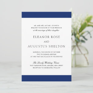 Minimale Navy Blauwe Moderne All-in-One Trouwkaart Kaart