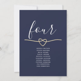 Minimale Navy Blauwe Trouwzaalstoelenkaart