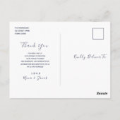 Minimale Navy Blue bruiloft dank u Briefkaart (Achterkant)