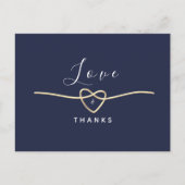 Minimale Navy Blue bruiloft dank u Briefkaart (Voorkant)