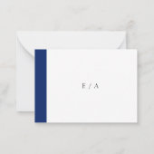 Minimale Navy Blue Elegant Wedding Mini RSVP-kaart Notitiekaartje (Achterkant)