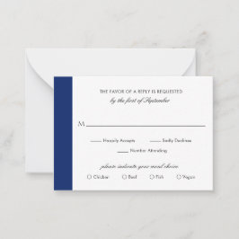 Minimale Navy Blue Elegant Wedding Mini RSVP-kaart Notitiekaartje