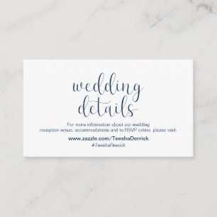Minimale, Navy blue font, Wedding Details Informatiekaartje