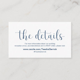 Minimale, Navy blue font, Wedding Details Informatiekaartje