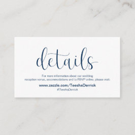 Minimale, Navy blue font, Wedding Details Informatiekaartje