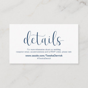 Minimale, Navy blue font, Wedding Details Informatiekaartje