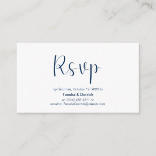 Minimale, Navy blue font, Wedding RSVP, antwoord Informatiekaartje