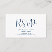 Minimale, Navy blue font, Wedding RSVP, antwoord Informatiekaartje (Voorkant)