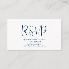 Minimale, Navy blue font, Wedding RSVP, antwoord Informatiekaartje