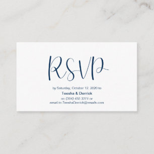 Minimale, Navy blue font, Wedding RSVP, antwoord Informatiekaartje
