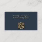 Minimale Navy Blue Gold wettelijke QR-code Visitekaartje (Achterkant)