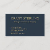Minimale Navy Blue Gold wettelijke QR-code Visitekaartje (Voorkant)