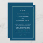 Minimale Navy Blue Monogram Eenvoudige bruiloft Kaart (Voorkant / Achterkant)