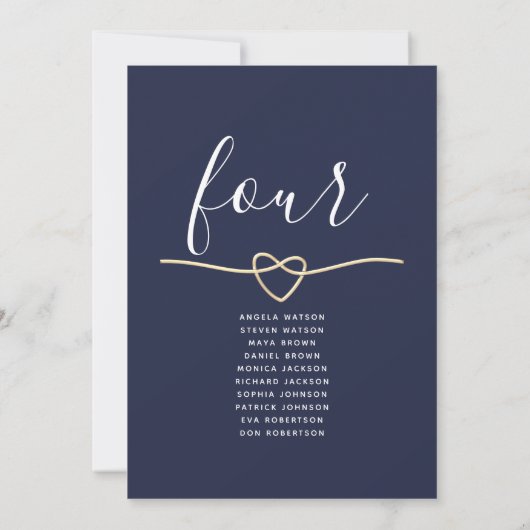 Minimale Navy Blue Wedding-zitschema (Achterkant)
