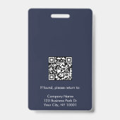 Minimale Navy Blue White Employee Photo ID Company Badge (Back)