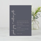 Minimale Navy Blush Zwarte Script Typografie Trouw Kaart (Staand voorkant)