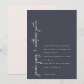 Minimale Navy Blush Zwarte Script Typografie Trouw Kaart (Voorkant / Achterkant)