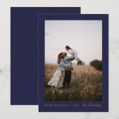 Minimale Navy Foto Kerst Vakantiekaart Feestdagenkaart (Voorkant / Achterkant)