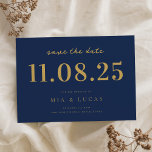 Minimale Navy Gold Chique trouwdatum niet-foto Save The Date<br><div class="desc">Personaliseer deze minimale chique ontwerp bruiloft bewaar de datum met al uw details.</div>