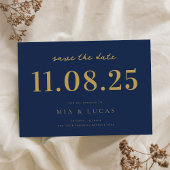 Minimale Navy Gold Chique trouwdatum niet-foto Save The Date