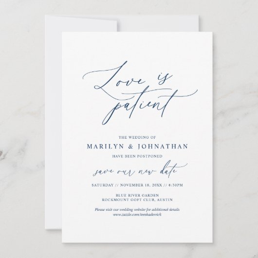 Minimale Navy, Liefde is geduldig, uitgesteld huwe Kaart (Voorkant)