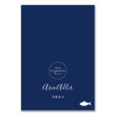 Minimale Navy Monogram Vismeel Optie Plaatskaarten Kaart (Voorkant)
