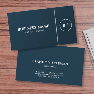 Minimale Navy & White Initiaal Makelaar Branding Visitekaartje