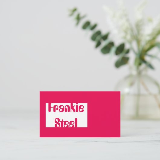 Minimale neonroze en witte visitekaartje (Staand voorkant)